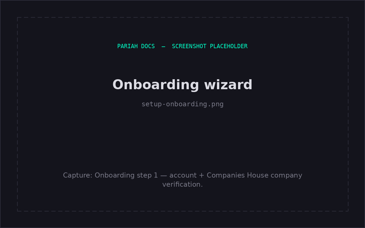 Onboarding wizard — account and company verification